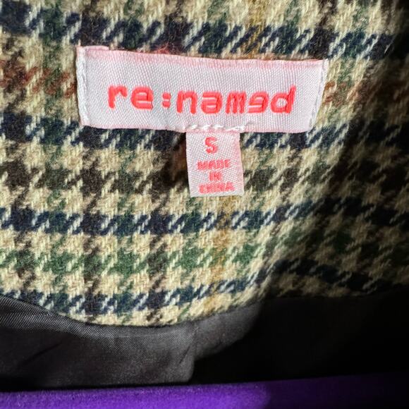 Re Named Plaid Wool Blend Double Breasted Coat Jacket Small - Picture 10 of 12
